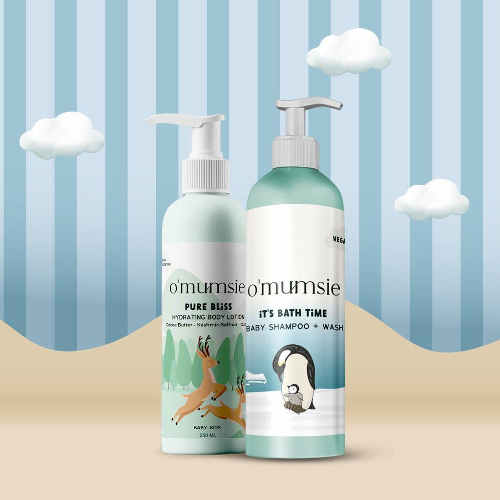 Complete baby skincare kit with nourishing shampoo and lotion