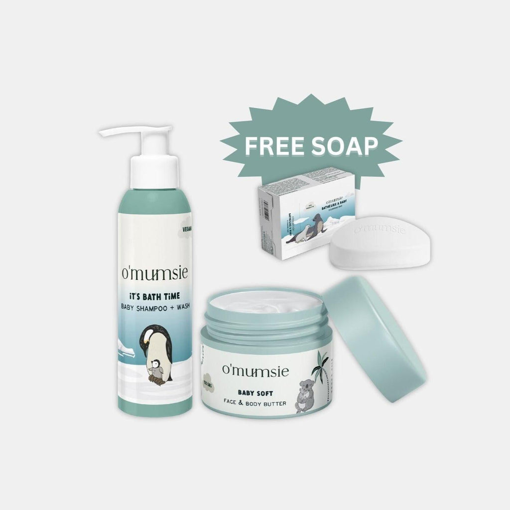 Chemical-free baby skincare kit for daily nourishment and hydration