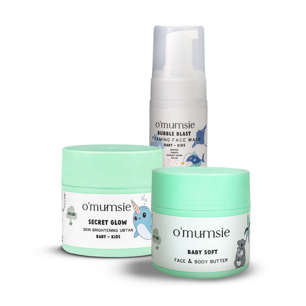 Chemical-free skincare trio for babies with natural glow benefits