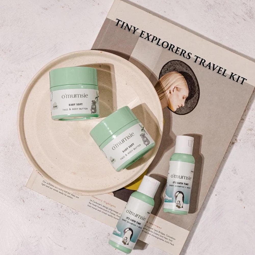 Eco-friendly baby gift set with travel-size shampoo and body butter