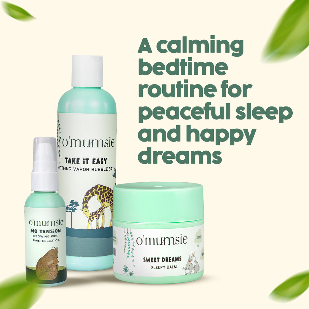 Good Night Baby Kit for bedtime routine with baby bubble bath, balm, and oil