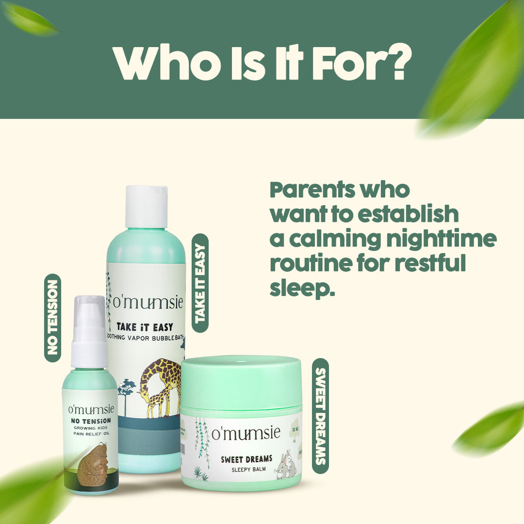 Natural sleep aid for babies with  Sleepy Balm and relaxing bath products