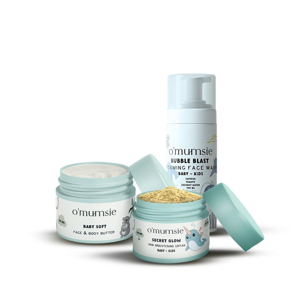 Organic baby face and body care kit for radiant skin